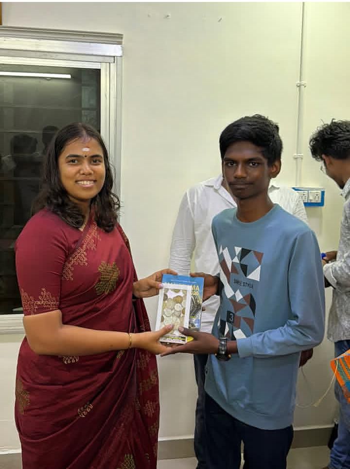 Minister Ms. Keerthana, TN Industry Minister, honoured Master T. Durai Laksmman, for his outstanding academic achievement.
